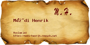 Mádi Henrik névjegykártya